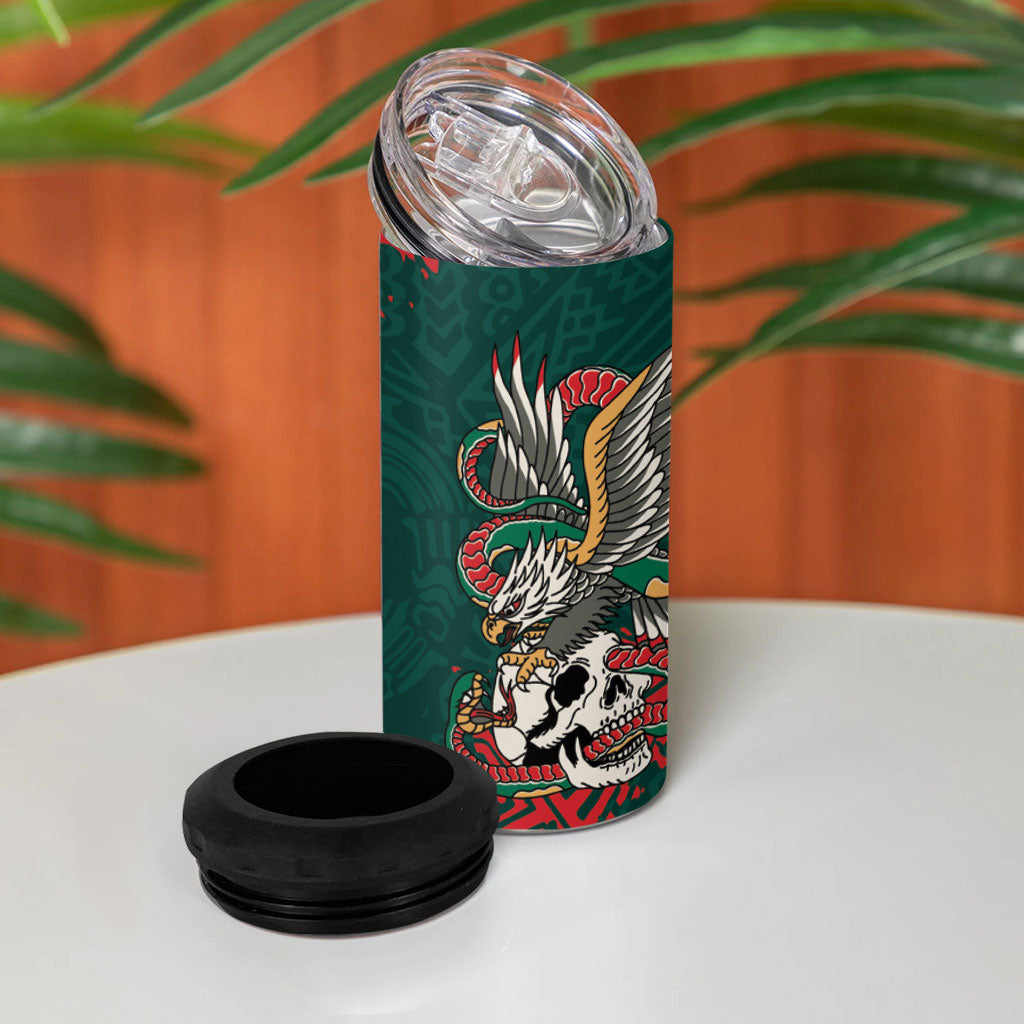El Tri Mexico World Football 2026 Custom 4 in 1 Can Cooler Tumbler Mexican Pride Of Aztecs