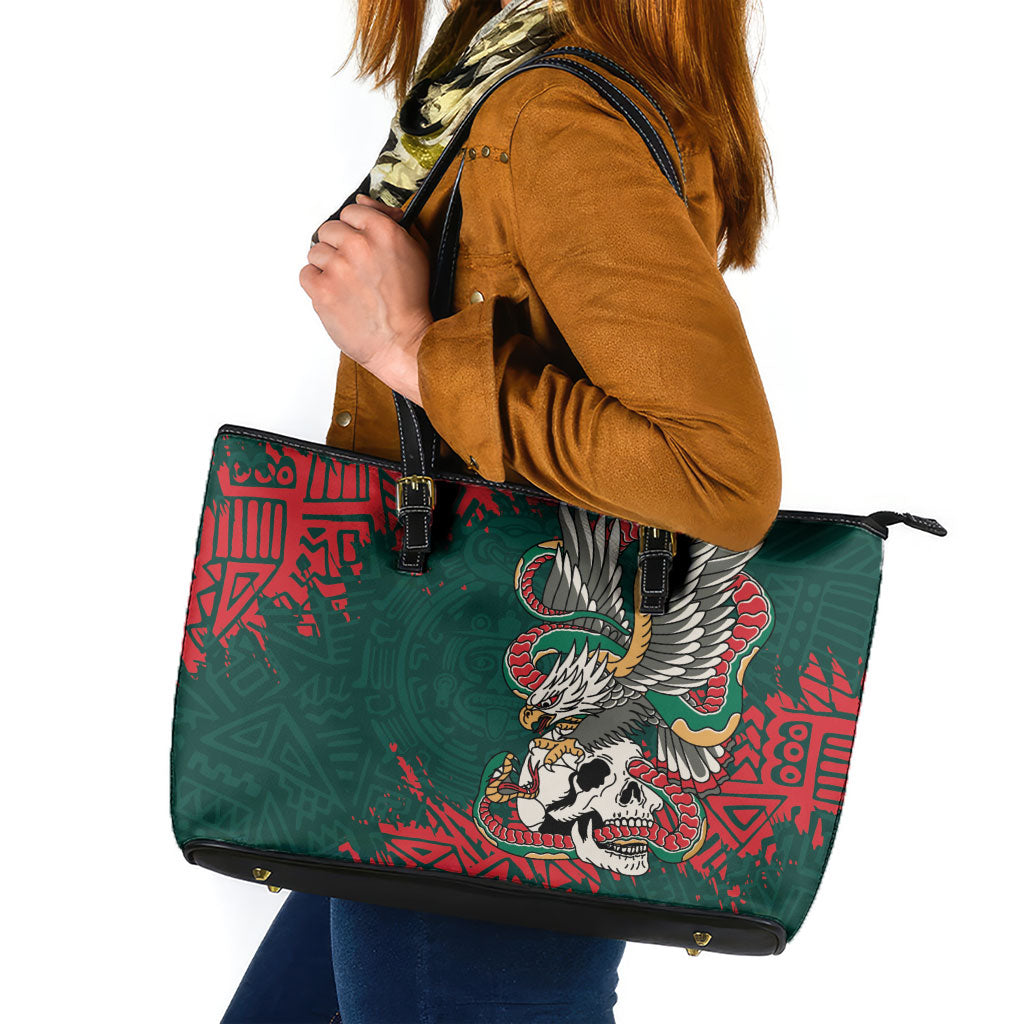 El Tri Mexico World Football 2026 Leather Tote Bag Mexican Pride Of Aztecs