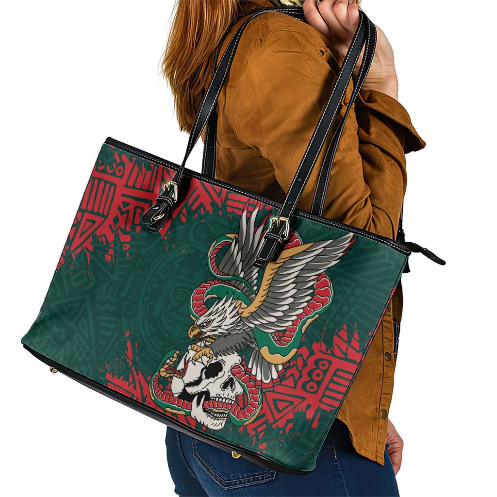 El Tri Mexico World Football 2026 Leather Tote Bag Mexican Pride Of Aztecs