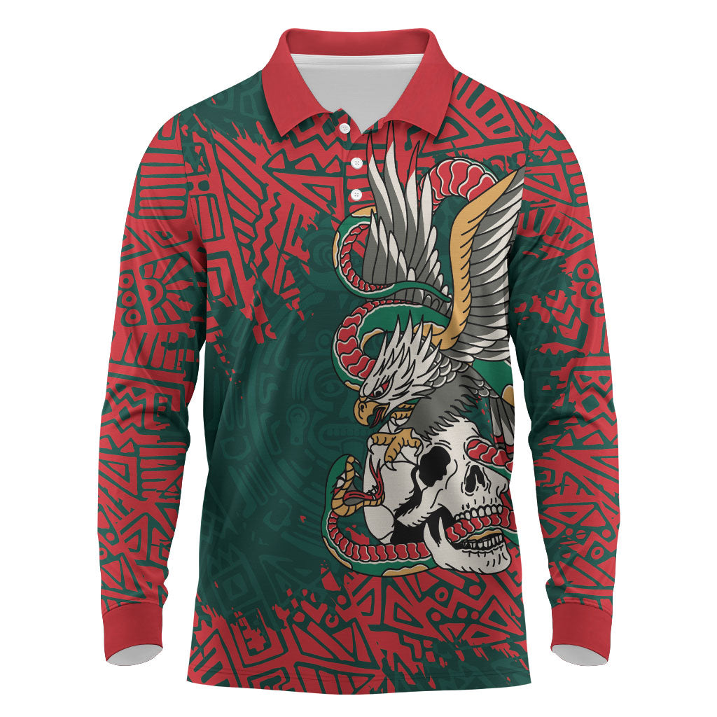 El Tri Mexico World Football 2026 Custom Long Sleeve Polo Shirt Mexican Pride Of Aztecs
