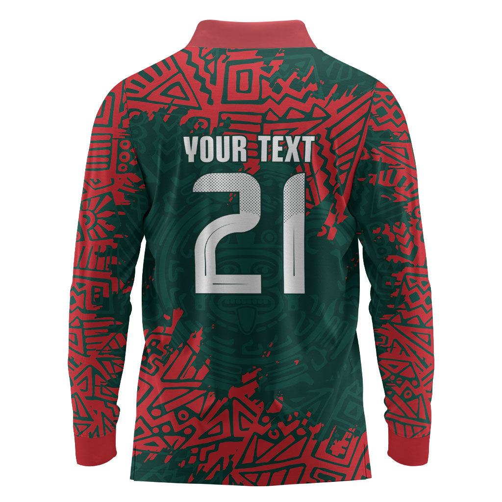 El Tri Mexico World Football 2026 Custom Long Sleeve Polo Shirt Mexican Pride Of Aztecs