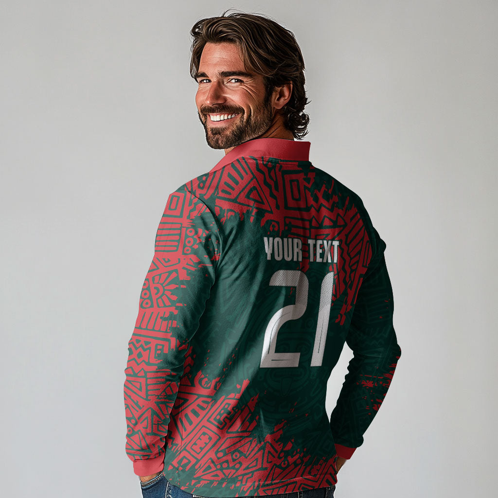 El Tri Mexico World Football 2026 Custom Long Sleeve Polo Shirt Mexican Pride Of Aztecs