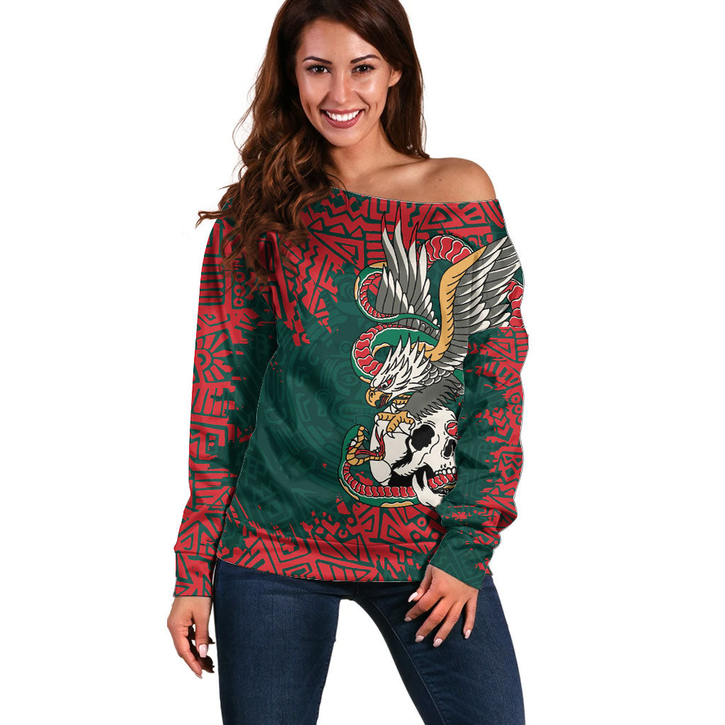 El Tri Mexico World Football 2026 Custom Off Shoulder Sweater Mexican Pride Of Aztecs