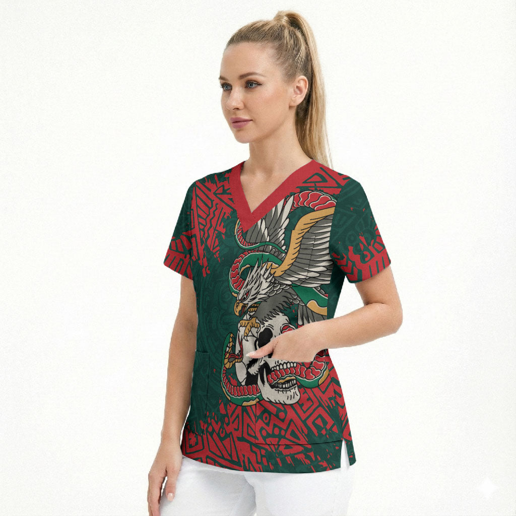 El Tri Mexico World Football 2026 Custom Scrub Top Mexican Pride Of Aztecs