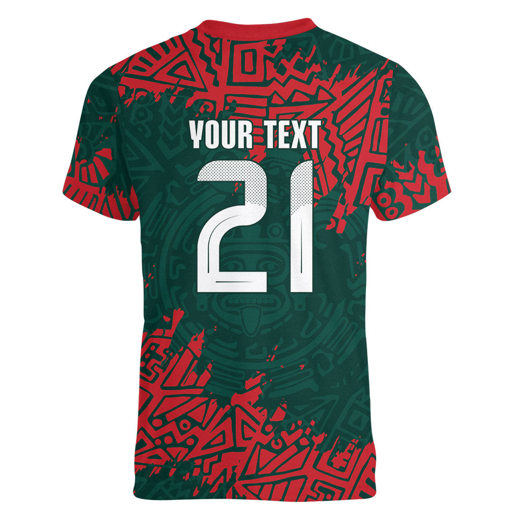 El Tri Mexico World Football 2026 Custom Women V-Neck T-Shirt Mexican Pride Of Aztecs