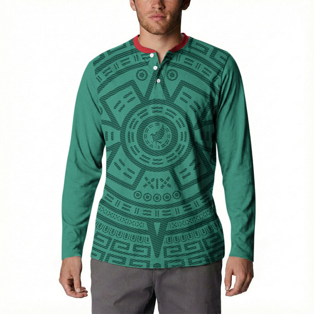 El Tri Mexico World Football 2026 Button Sweatshirt Simple Calendario Azteca-inspired