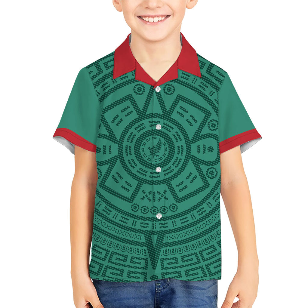 El Tri Mexico World Football 2026 Kid Hawaiian Shirt Simple Calendario Azteca-inspired