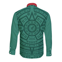 El Tri Mexico World Football 2026 Long Sleeve Button Shirt Simple Calendario Azteca-inspired