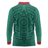 El Tri Mexico World Football 2026 Long Sleeve Polo Shirt Simple Calendario Azteca-inspired