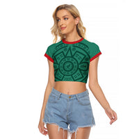 El Tri Mexico World Football 2026 Raglan Cropped T Shirt Simple Calendario Azteca-inspired