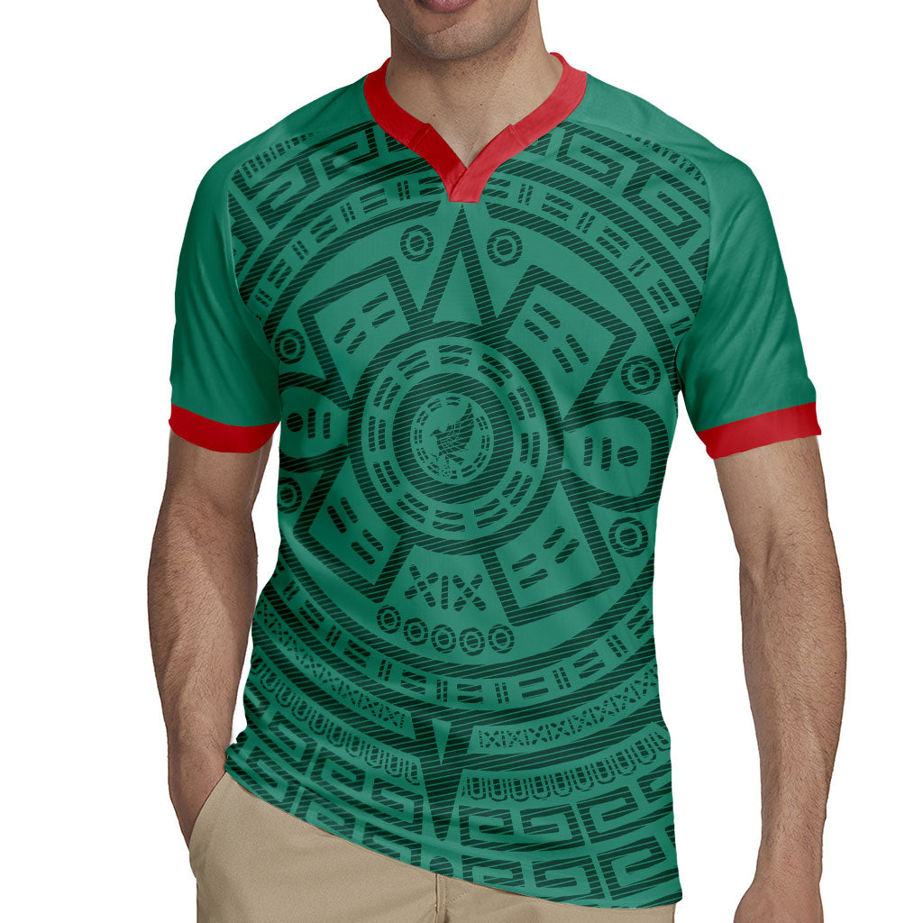 El Tri Mexico World Football 2026 Rugby Jersey Simple Calendario Azteca-inspired