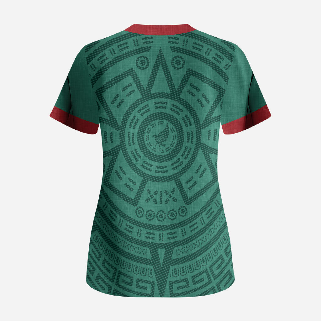 El Tri Mexico World Football 2026 Scrub Top Simple Calendario Azteca-inspired