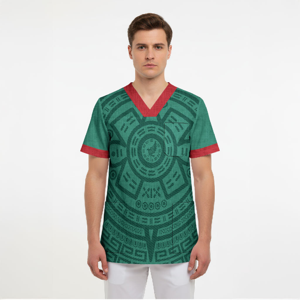 El Tri Mexico World Football 2026 Scrub Top Simple Calendario Azteca-inspired