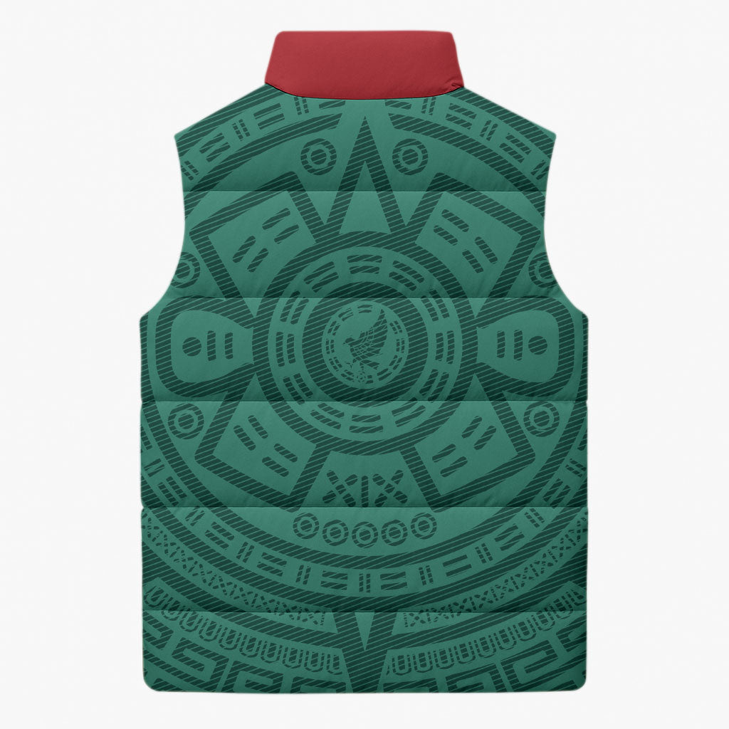 El Tri Mexico World Football 2026 Sleeveless Puffer Jacket Simple Calendario Azteca-inspired