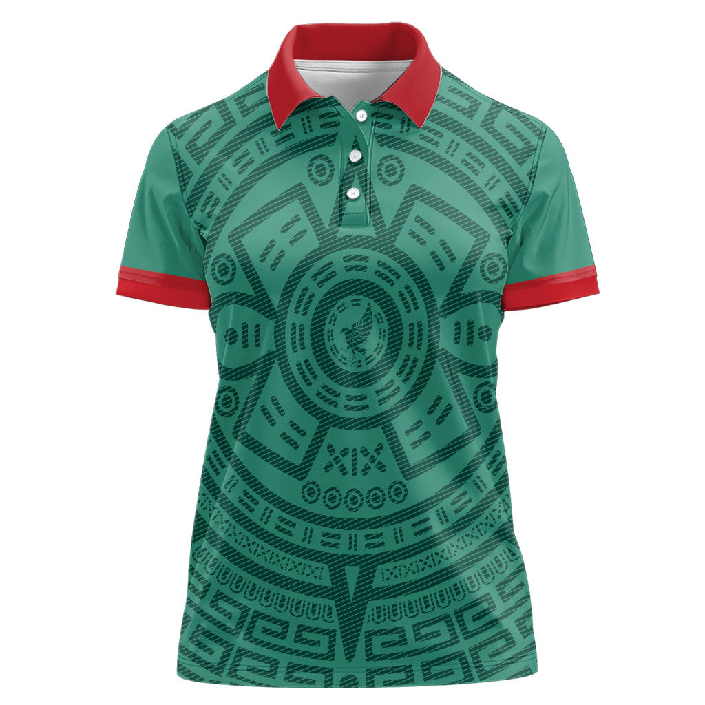 El Tri Mexico World Football 2026 Women Polo Shirt Simple Calendario Azteca-inspired