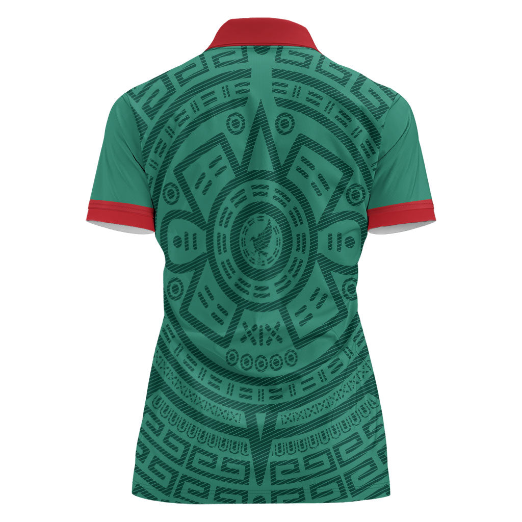 El Tri Mexico World Football 2026 Women Polo Shirt Simple Calendario Azteca-inspired