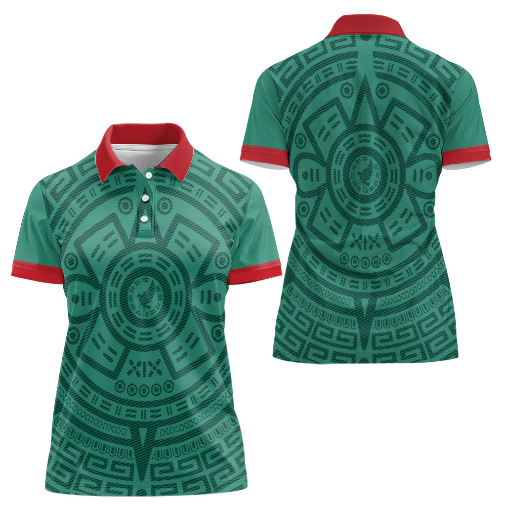 El Tri Mexico World Football 2026 Women Polo Shirt Simple Calendario Azteca-inspired