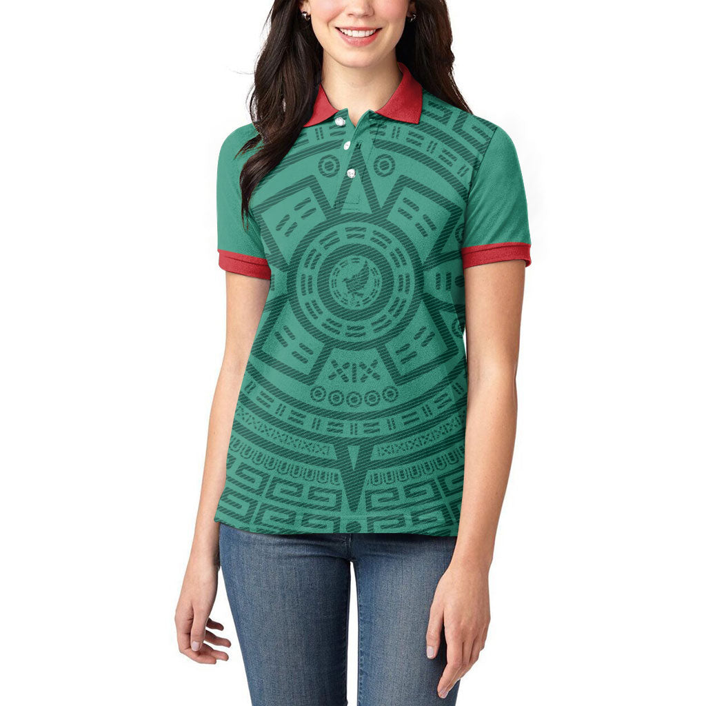 El Tri Mexico World Football 2026 Women Polo Shirt Simple Calendario Azteca-inspired