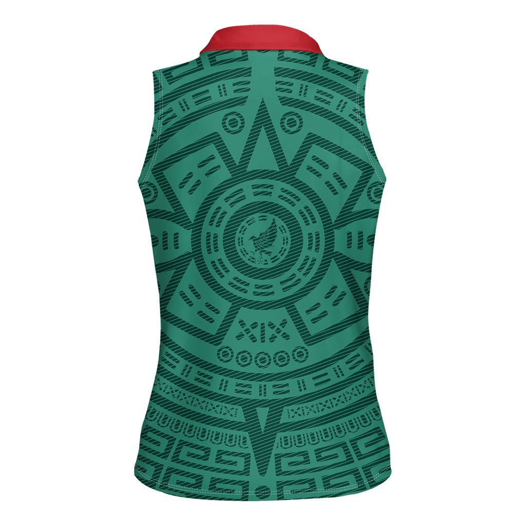El Tri Mexico World Football 2026 Women Sleeveless Polo Shirt Simple Calendario Azteca-inspired