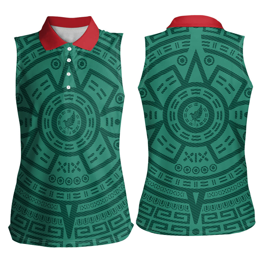 El Tri Mexico World Football 2026 Women Sleeveless Polo Shirt Simple Calendario Azteca-inspired
