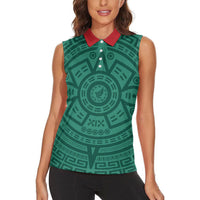 El Tri Mexico World Football 2026 Women Sleeveless Polo Shirt Simple Calendario Azteca-inspired