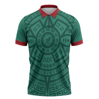 El Tri Mexico World Football 2026 Zipper Polo Shirt Simple Calendario Azteca-inspired