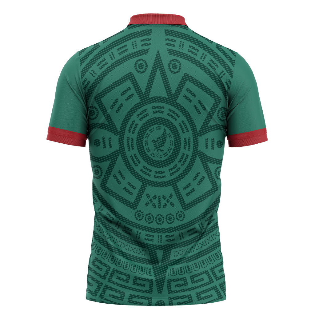 El Tri Mexico World Football 2026 Zipper Polo Shirt Simple Calendario Azteca-inspired