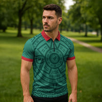 El Tri Mexico World Football 2026 Zipper Polo Shirt Simple Calendario Azteca-inspired