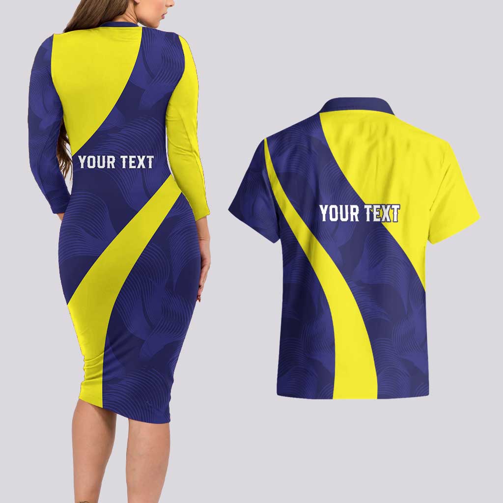 Felis dia di Bandera Curacao Personalized Couples Matching Long Sleeve Bodycon Dress and Hawaiian Shirt Curacao Flag Style - Wonder Print Shop