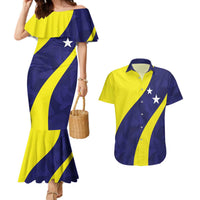 Felis dia di Bandera Curacao Personalized Couples Matching Mermaid Dress and Hawaiian Shirt Curacao Flag Style - Wonder Print Shop