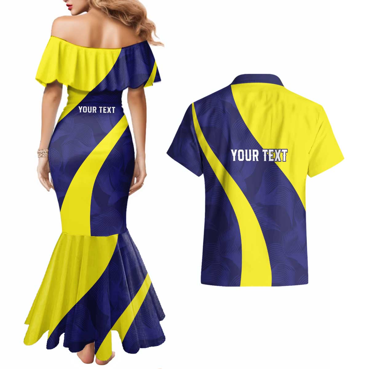 Felis dia di Bandera Curacao Personalized Couples Matching Mermaid Dress and Hawaiian Shirt Curacao Flag Style - Wonder Print Shop