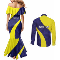 Felis dia di Bandera Curacao Personalized Couples Matching Mermaid Dress and Long Sleeve Button Shirt Curacao Flag Style - Wonder Print Shop