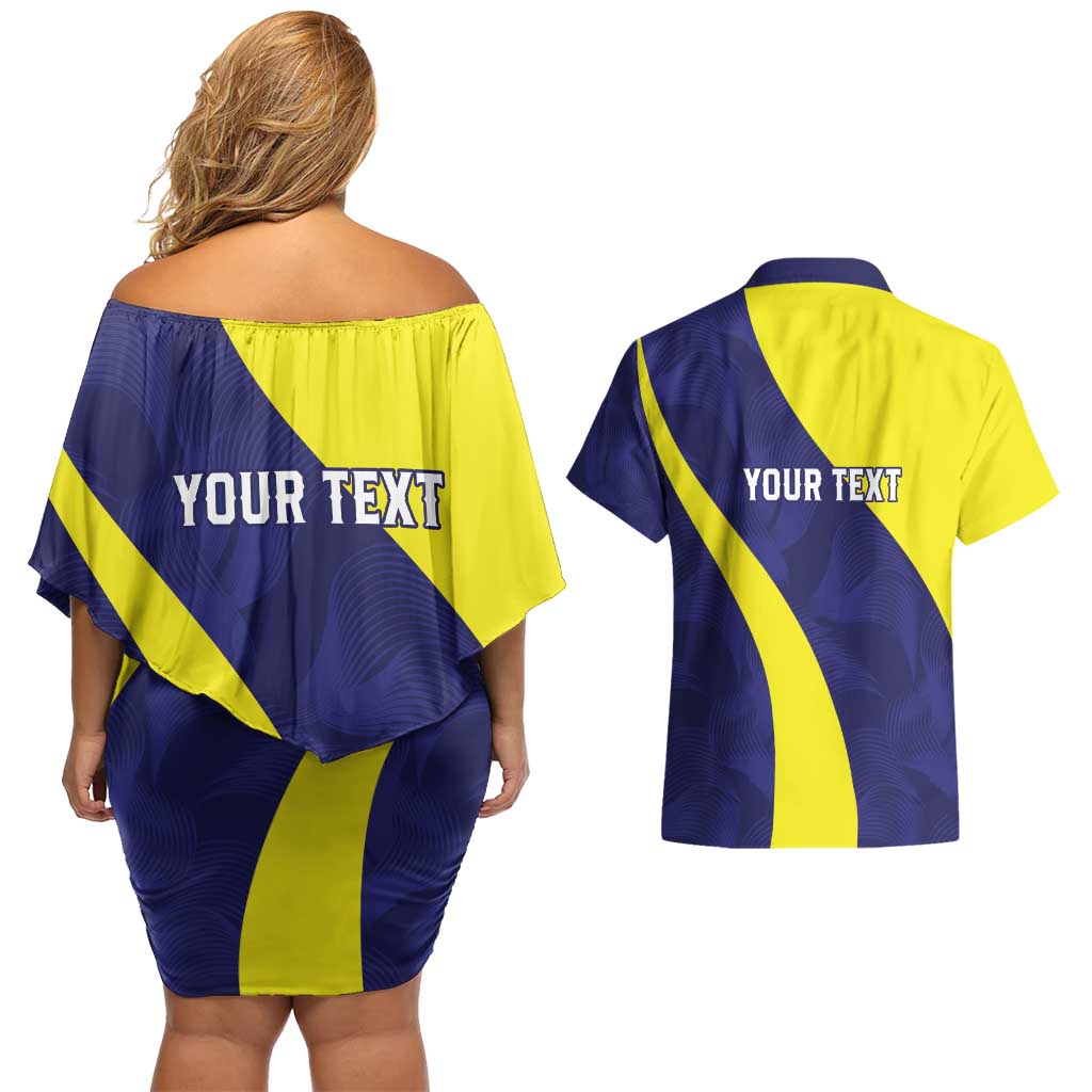 Felis dia di Bandera Curacao Personalized Couples Matching Off Shoulder Short Dress and Hawaiian Shirt Curacao Flag Style - Wonder Print Shop