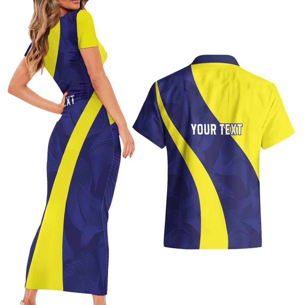 Felis dia di Bandera Curacao Personalized Couples Matching Short Sleeve Bodycon Dress and Hawaiian Shirt Curacao Flag Style - Wonder Print Shop