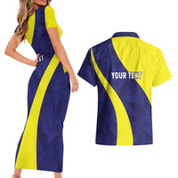 Felis dia di Bandera Curacao Personalized Couples Matching Short Sleeve Bodycon Dress and Hawaiian Shirt Curacao Flag Style - Wonder Print Shop