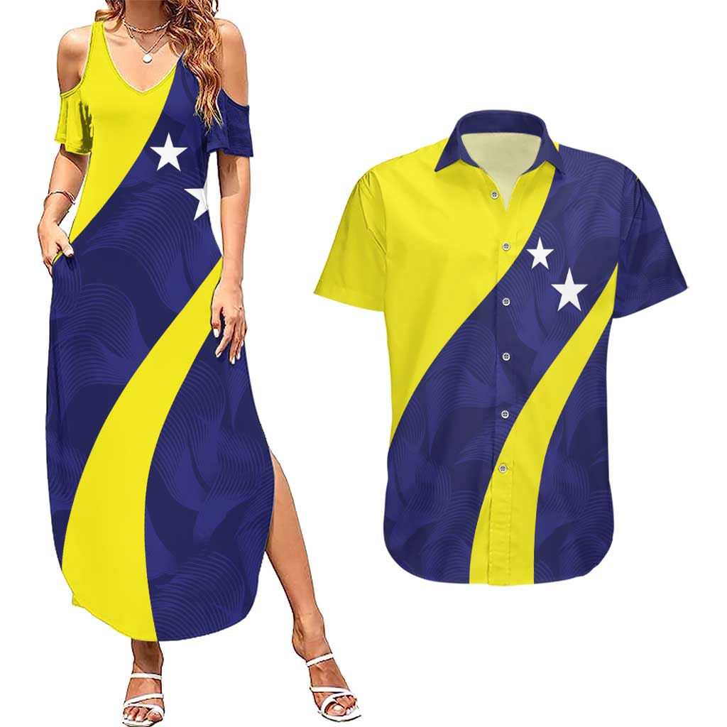 Felis dia di Bandera Curacao Personalized Couples Matching Summer Maxi Dress and Hawaiian Shirt Curacao Flag Style - Wonder Print Shop