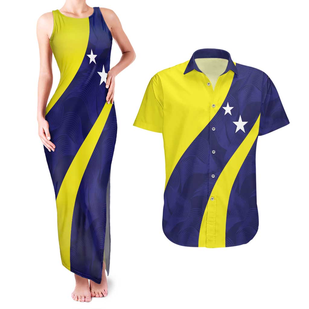 Felis dia di Bandera Curacao Personalized Couples Matching Tank Maxi Dress and Hawaiian Shirt Curacao Flag Style - Wonder Print Shop