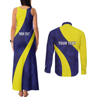 Felis dia di Bandera Curacao Personalized Couples Matching Tank Maxi Dress and Long Sleeve Button Shirt Curacao Flag Style - Wonder Print Shop