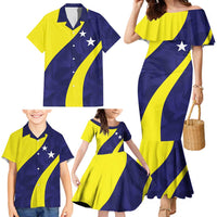 Felis dia di Bandera Curacao Personalized Family Matching Mermaid Dress and Hawaiian Shirt Curacao Flag Style - Wonder Print Shop