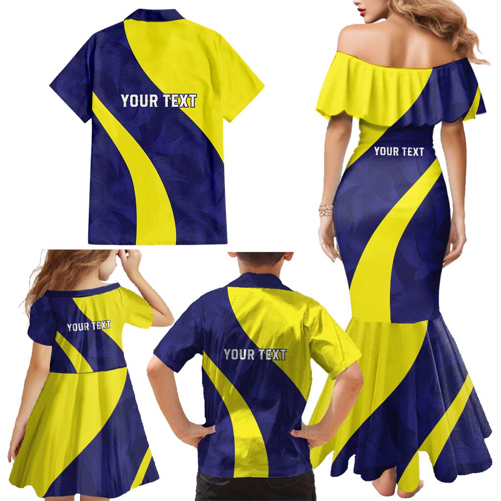 Felis dia di Bandera Curacao Personalized Family Matching Mermaid Dress and Hawaiian Shirt Curacao Flag Style - Wonder Print Shop