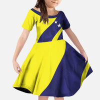 Felis dia di Bandera Curacao Personalized Family Matching Off The Shoulder Long Sleeve Dress and Hawaiian Shirt Curacao Flag Style - Wonder Print Shop