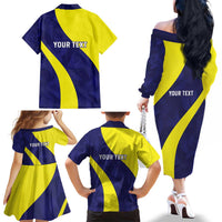 Felis dia di Bandera Curacao Personalized Family Matching Off The Shoulder Long Sleeve Dress and Hawaiian Shirt Curacao Flag Style - Wonder Print Shop
