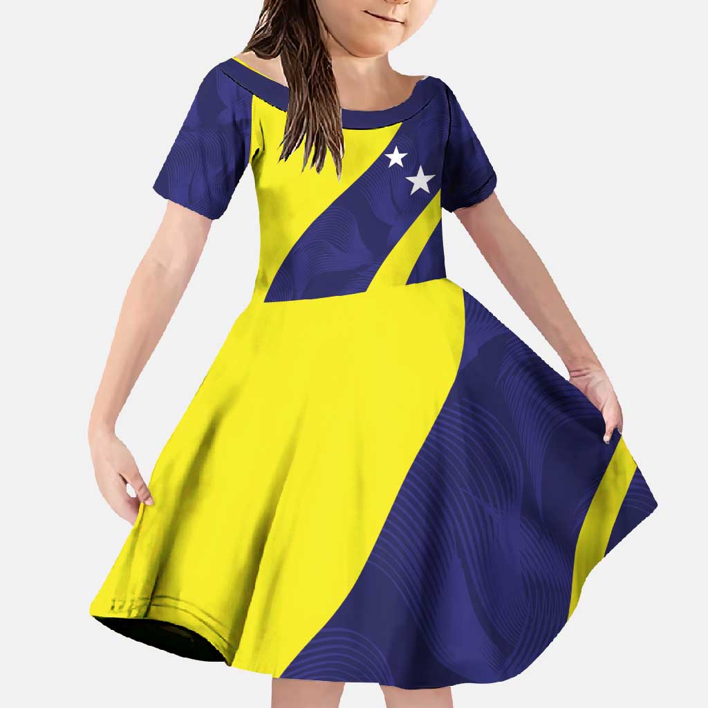 Felis dia di Bandera Curacao Personalized Family Matching Off Shoulder Maxi Dress and Hawaiian Shirt Curacao Flag Style - Wonder Print Shop