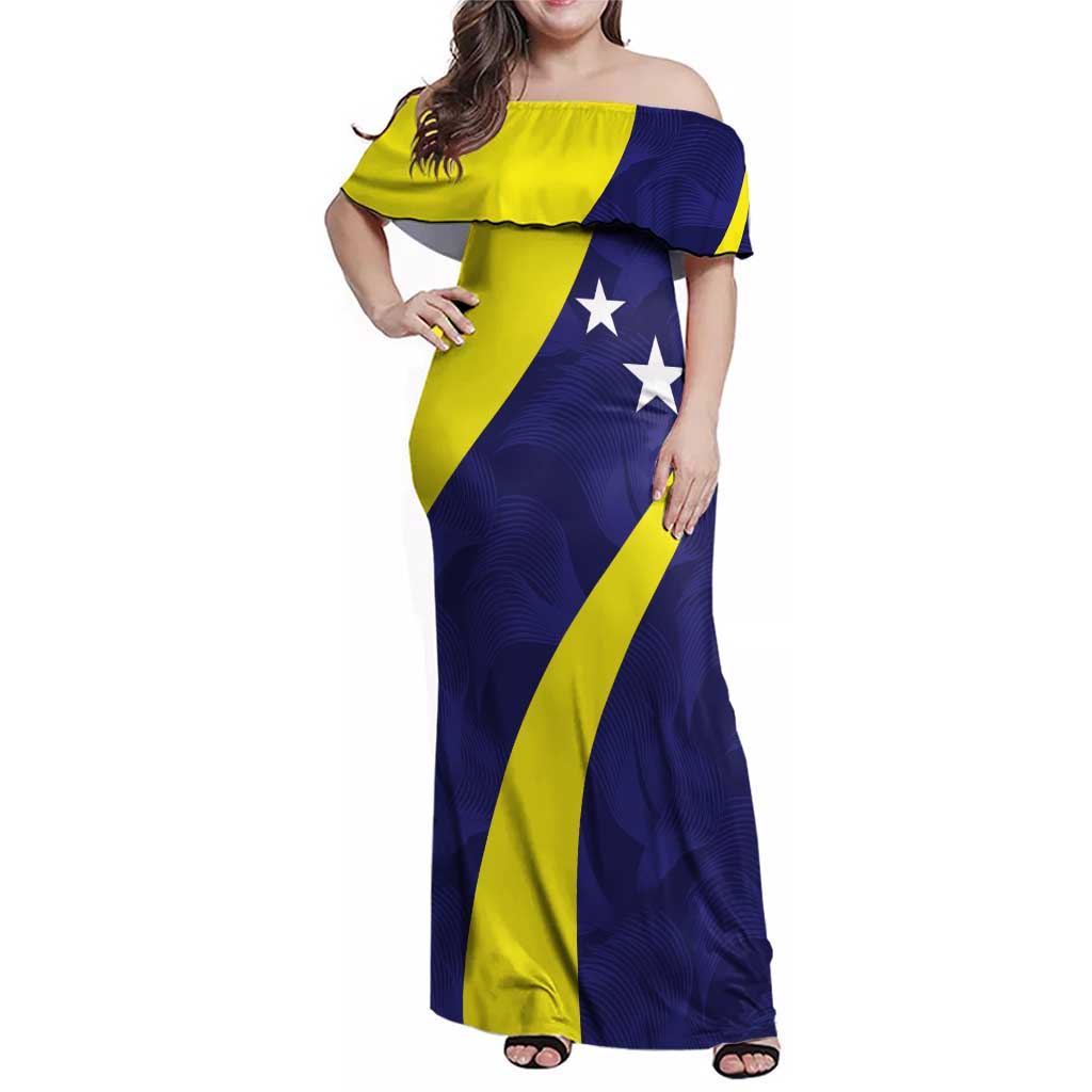 Felis dia di Bandera Curacao Personalized Family Matching Off Shoulder Maxi Dress and Hawaiian Shirt Curacao Flag Style - Wonder Print Shop