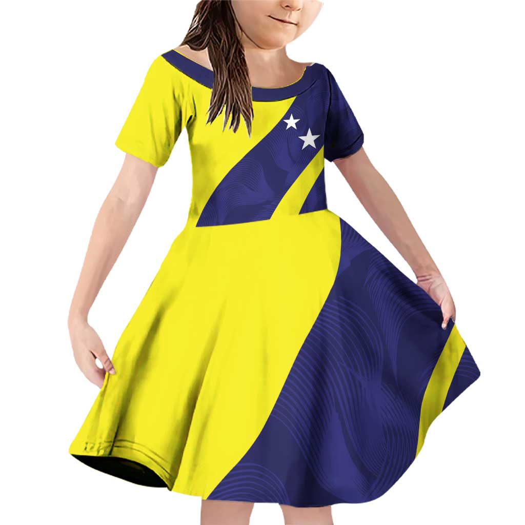 Felis dia di Bandera Curacao Personalized Family Matching Off Shoulder Short Dress and Hawaiian Shirt Curacao Flag Style - Wonder Print Shop