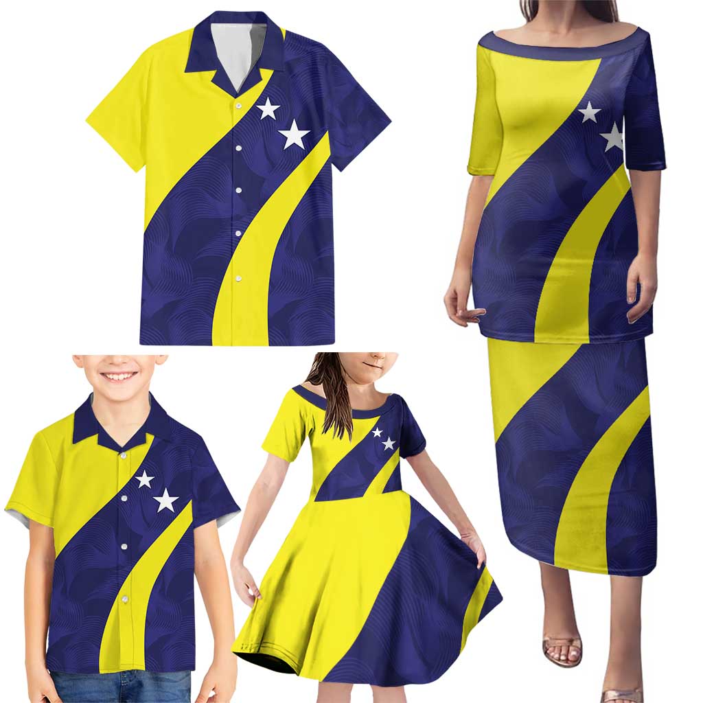 Felis dia di Bandera Curacao Personalized Family Matching Puletasi and Hawaiian Shirt Curacao Flag Style - Wonder Print Shop