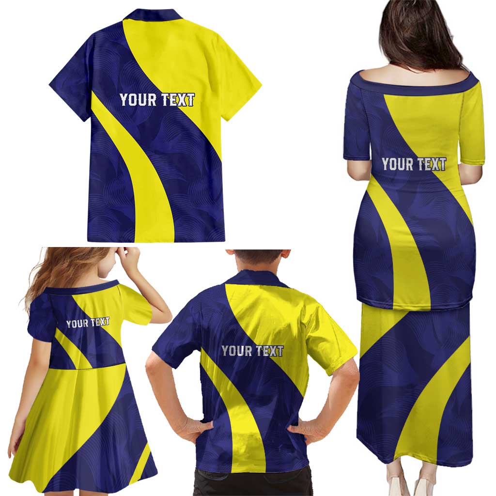 Felis dia di Bandera Curacao Personalized Family Matching Puletasi and Hawaiian Shirt Curacao Flag Style - Wonder Print Shop