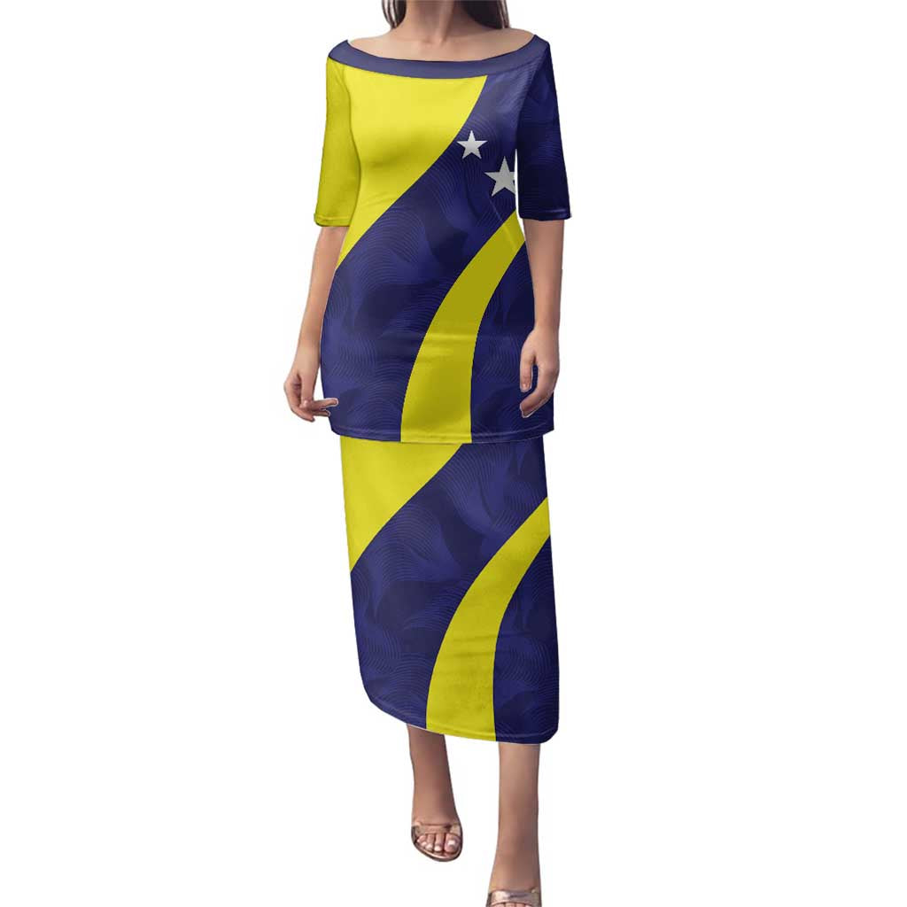 Felis dia di Bandera Curacao Personalized Family Matching Puletasi and Hawaiian Shirt Curacao Flag Style - Wonder Print Shop