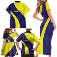 Felis dia di Bandera Curacao Personalized Family Matching Short Sleeve Bodycon Dress and Hawaiian Shirt Curacao Flag Style - Wonder Print Shop