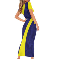 Felis dia di Bandera Curacao Personalized Family Matching Short Sleeve Bodycon Dress and Hawaiian Shirt Curacao Flag Style - Wonder Print Shop